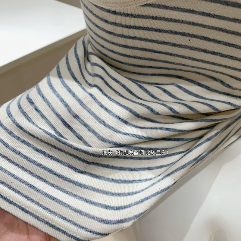 请拉到熊线穿更好看浅蓝条纹/藏青背心上衣 5131-0713|undefined