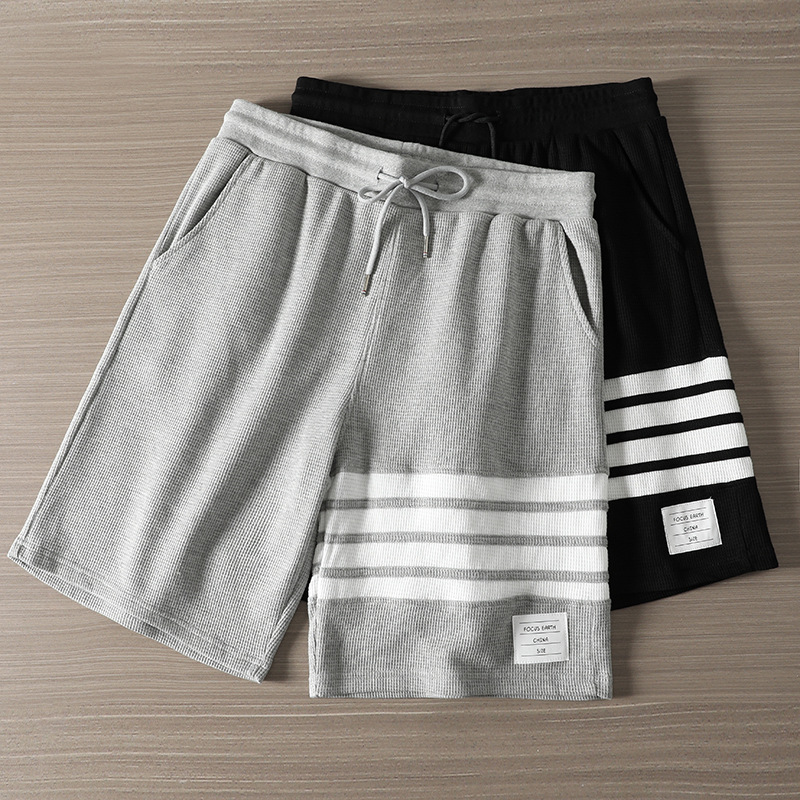 Men's summer trendy thin loose plus size sporty casual youth style black and gray five-point shorts