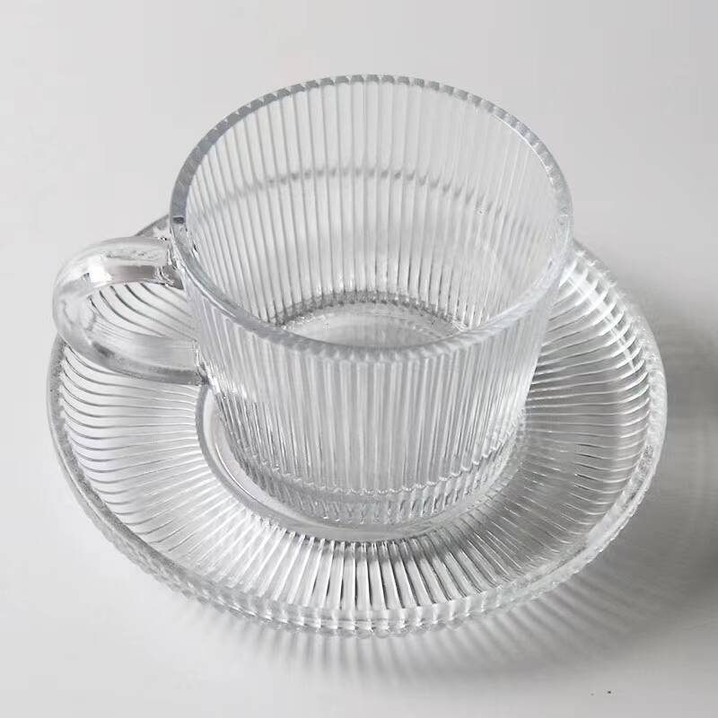 Taza de café de vidrio transparente de estilo europeo, 12 piezas, taza de té de la tarde de lujo ligero, set de regalos de actividad