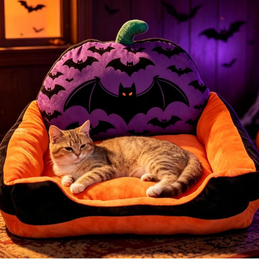 Cross-Border Halloween Decoration Nest Cartoon Pumpkin Nest Vampire Witch Cat and Dog Sofa Bed Halloween Atmosphere Cushion