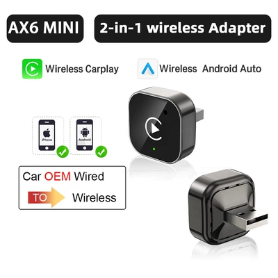 New Carplay Wired-To-Wireless Car Adapter Box, Apple and Android Dual-Mode Automatic Connection, Fast Connection (Simsiz CarPlay və Android Auto) - ax6-wireless-carplay