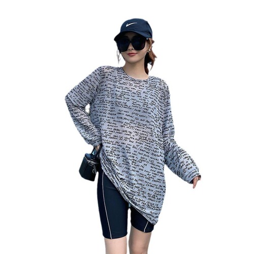 Women's Plus Size Summer Separate Conservative Cover-up Loose Three-Piece Swim Suit for Plus Size Women 200 Pounds Hot Spring Swimwear