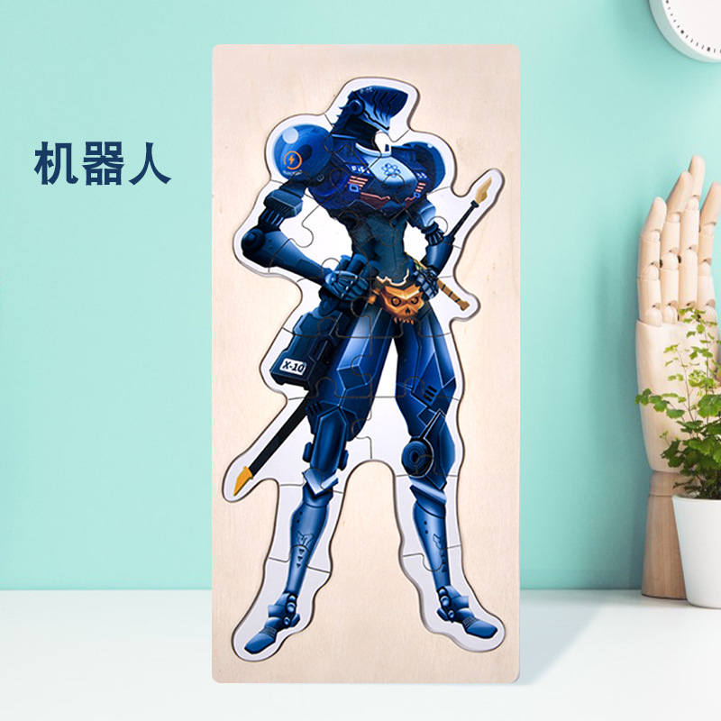 Madera de 0 - 2 - 3 años de edad infantil educación temprana cognitiva aprendizaje de dibujos animados planos dinosaurios tráfico puzzle juguetes de bloques de construcción