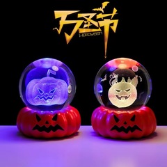 クロスボーダーハロウィンゴースト3Dクリスタルボールナイトライト発光ベースクリエイティブデスクトップ装飾オーナメントホリデーギフト
