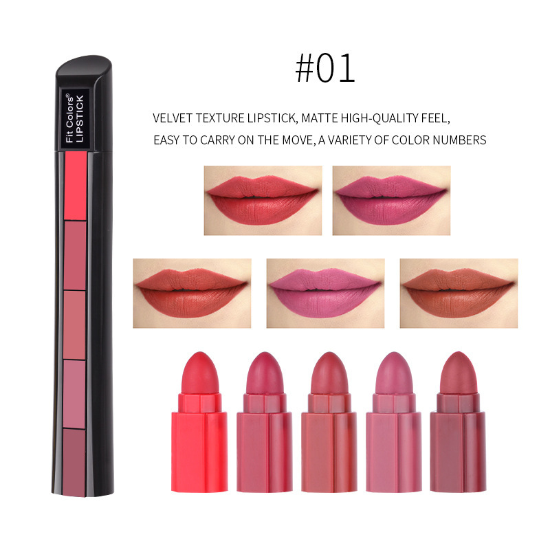 Fit Colors Matte 5-color Lipstick set 5-section matte Velvet brightening Lip gloss Lipstick undefined