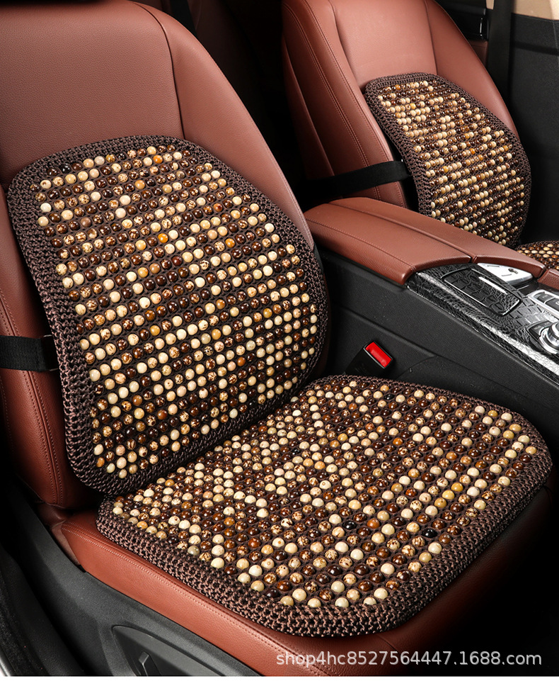 Cross-Border Car Seat Cushion with Bodhi Wood Beads, Summer Cooling Pad, Ventilated and Breathable, Hand-Woven by Manufacturer, Upgraded for Breathability