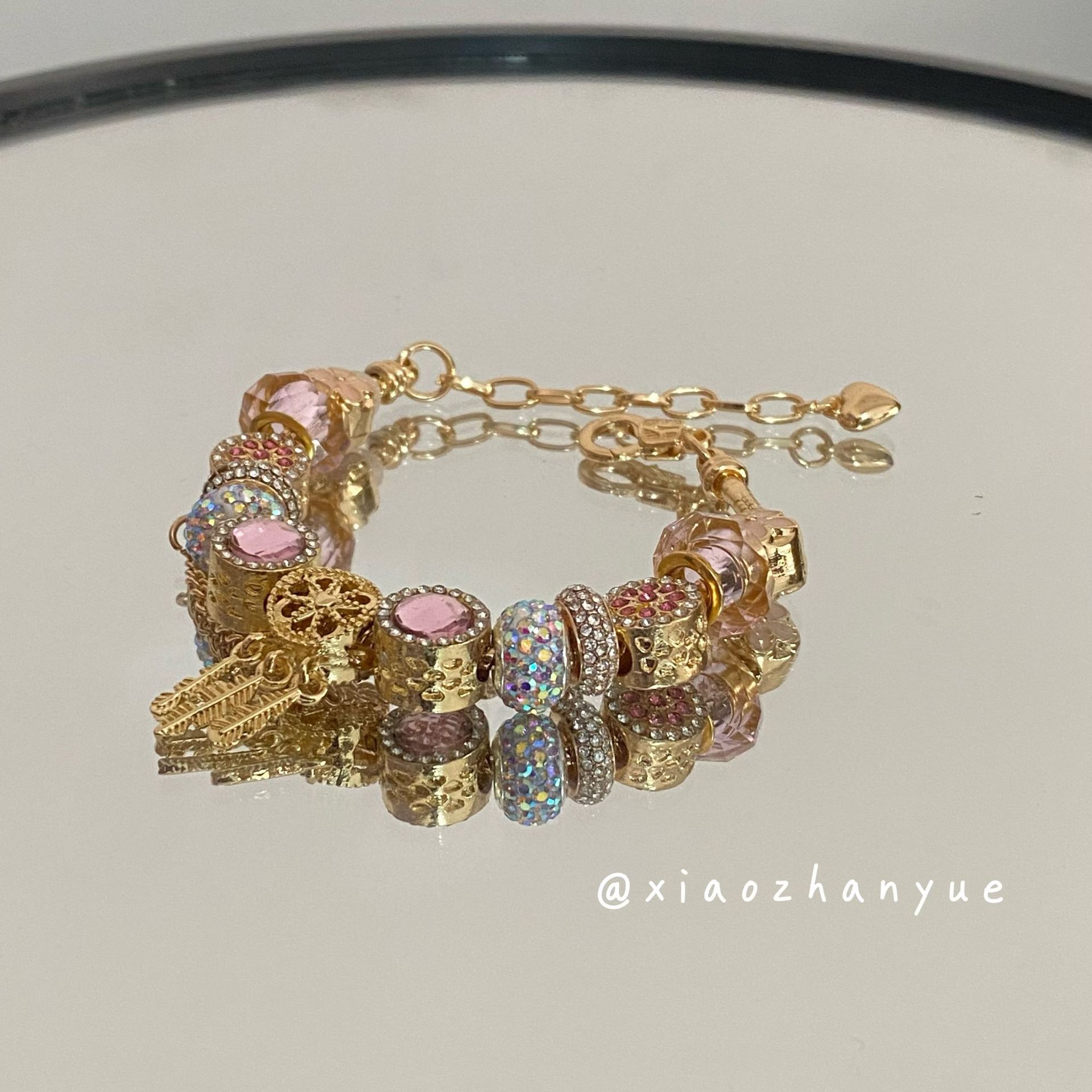 Luxurious Adjustable Diamond Dreamcatcher Beaded Bracelet_voghion.com