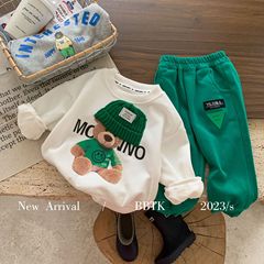 Children's Set 2024 Bangcheng Spring New Arrival Unisex Bear Hat Set Baby Casual Two-Piece C040