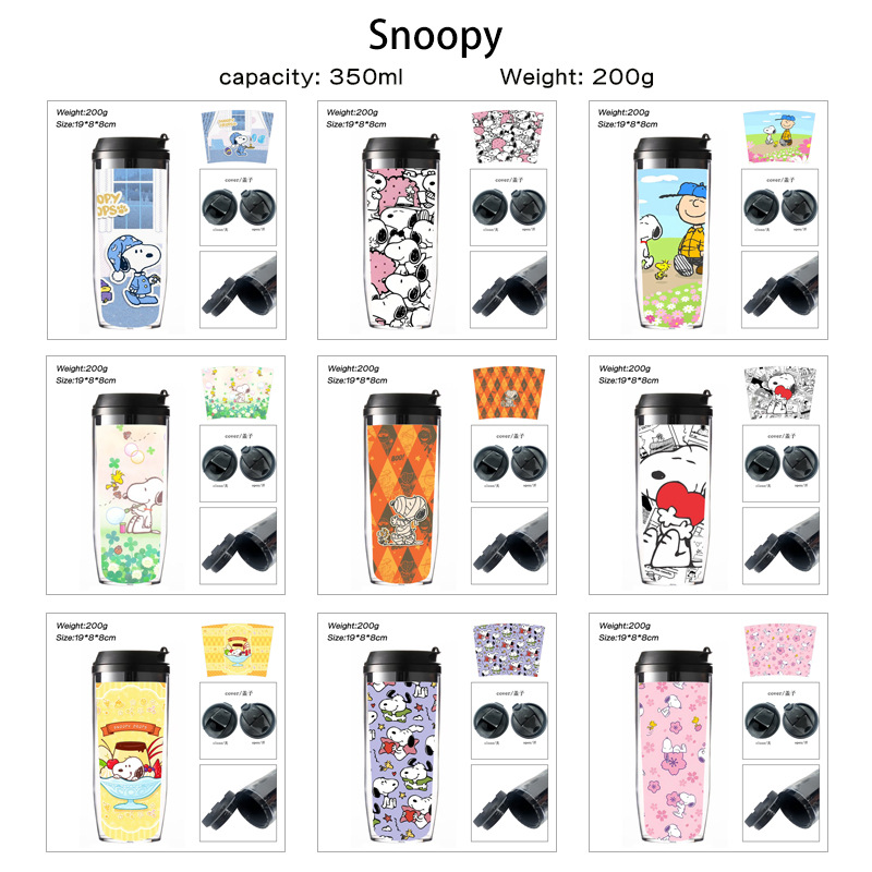 Snoopy Cartoon Water Cup, Cartoon-Themed Double-Layer Insulated Sports Water Bottle, Creative Water Cup, in Stock