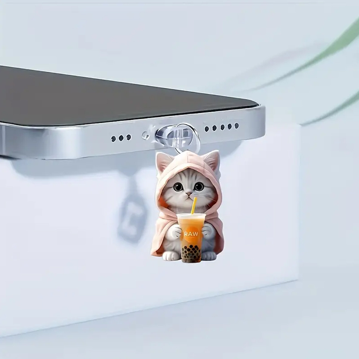 El nuevo tapón antipolvo acrílico 2D transfronterizo es adecuado para la interfaz del teléfono móvil de Apple. El gato es adecuado para el teléfono móvil.