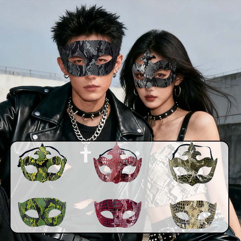 Ventas transfronterizas de moda de serpiente de cocodrilo flecha combinación máscara de mitad de cara Halloween máscara de mitad de cara