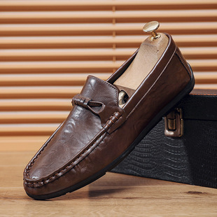 Summer New Men's Loafers Low-top Foot-on Lazy Shoes Men's Leather Shoes Doug Shoes Men's Driving Shoes