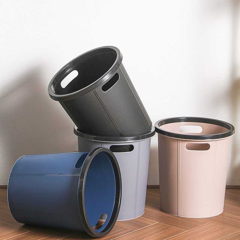 All-match portable trash can pp pressure ring vertical pattern simple household kitchen bedroom dining room thickened wear-resistant garbage storage