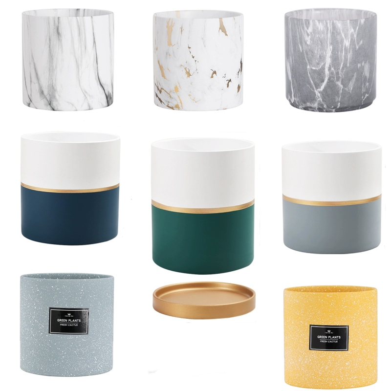 Творческие сети Красный тигровый орхидея фаленопсис цветочный горшок керамический скандинавский мраморный узор простой легкий и роскошный, мясистый бамбуковый горшок