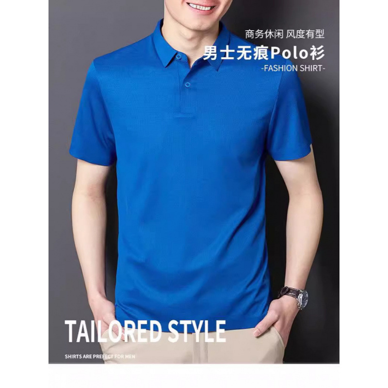 2024 verano de alta gama de hombres polo camiseta nueva delgada delgada camiseta de manga corta de negocios juvenil