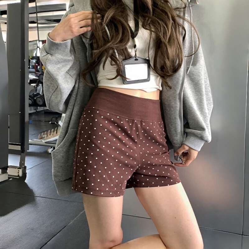 Hot Girl Sports Shorts for Women, New Spring and Summer Style, Slimming Polka Dot Casual Yoga American-Style Sexy Hip-Hugging High-Waisted Hot Pants