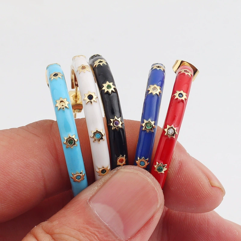 Циркониевые солнечные earrings, многоцветные серьги, европейский стиль, мини-инкрустация, простой и элегантный дизайн