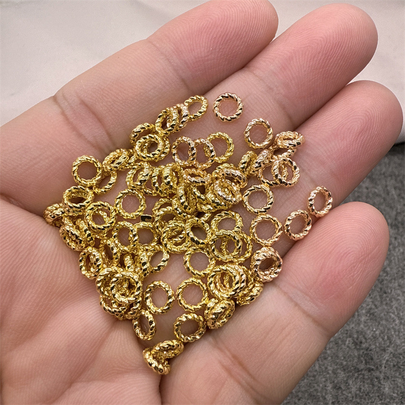 18K Gold Plated Twist Flower Solid Mouth Ring Gold Closed Ring DIY Jewelry Accessories Crystal Handmade Material Accessories