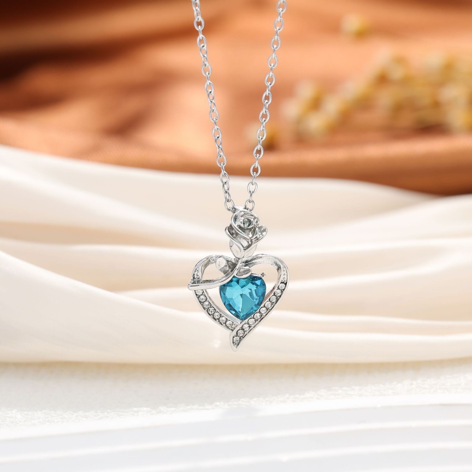 Deseo transfronterizo de moda europea y americana rosa mujer amor colgante de diamantes joyas de regalo del día de la madre image 9