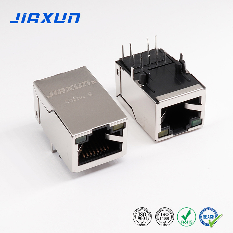Suministro original de asiento hembra RJ45 de una sola fila de múltiples puertos con puerto de red elástica Comunicación Ethernet asiento hembra RJ45 sin cable de soldadura de luz
