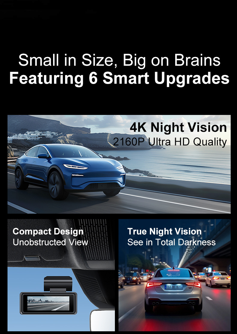 Cross-Border New Product Driving Recorder Hd 4K Front and Rear Dual Recording Mobile Phone Interconnection Gps Driving Track Car 5Gwifi