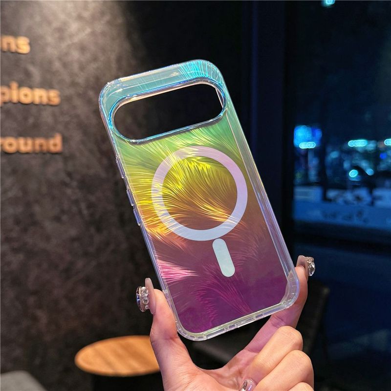 国境を越えて適用される Google Pixel10 携帯電話ケース グラデーション磁気ケース Google 9pro カラフルな羽の糸 10pro|undefined