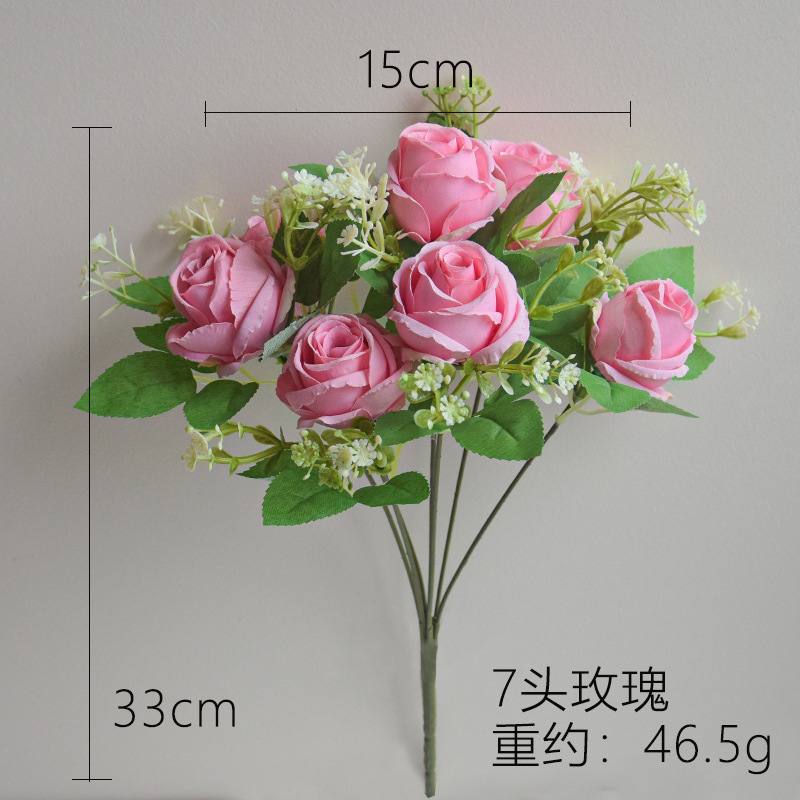 7-cabeza artificial multi-cabeza Rosa ramo boda decoración de la boda flor artificial fotografía diseño apoyos flor falsa
