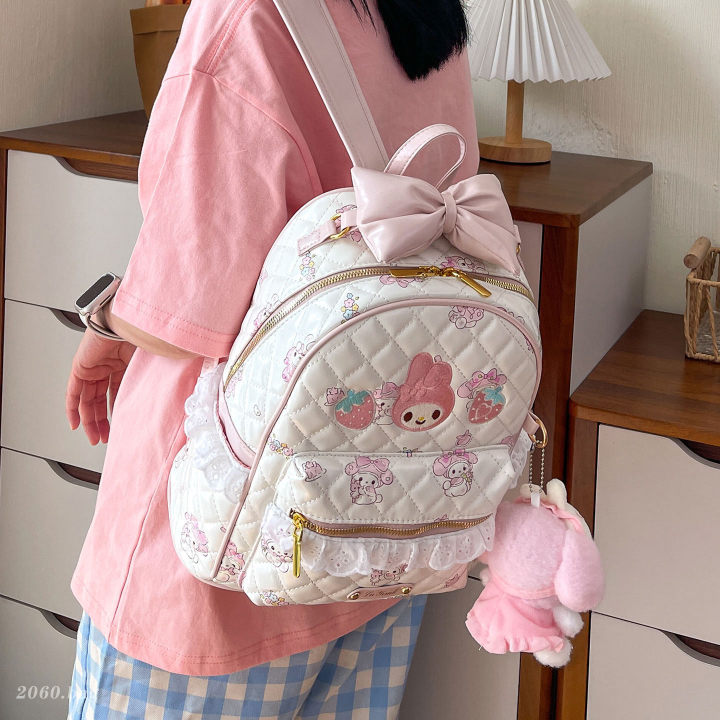 Mochila de gran capacidad 2026 mochila escolar de estilo de mujer de viaje nuevo hombro joven dulce arco estudiante impresión encantadora