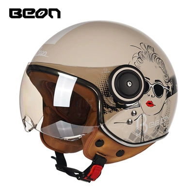 BEON Motorcycle Retro Helmet Men's Motorcycle Safety Supplies - girl-bright-light-pinkwhite-black-red-s
