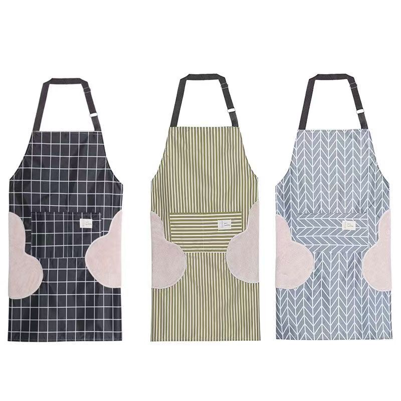 회색 화살표 하트 손 닦는 PVC 앞치마