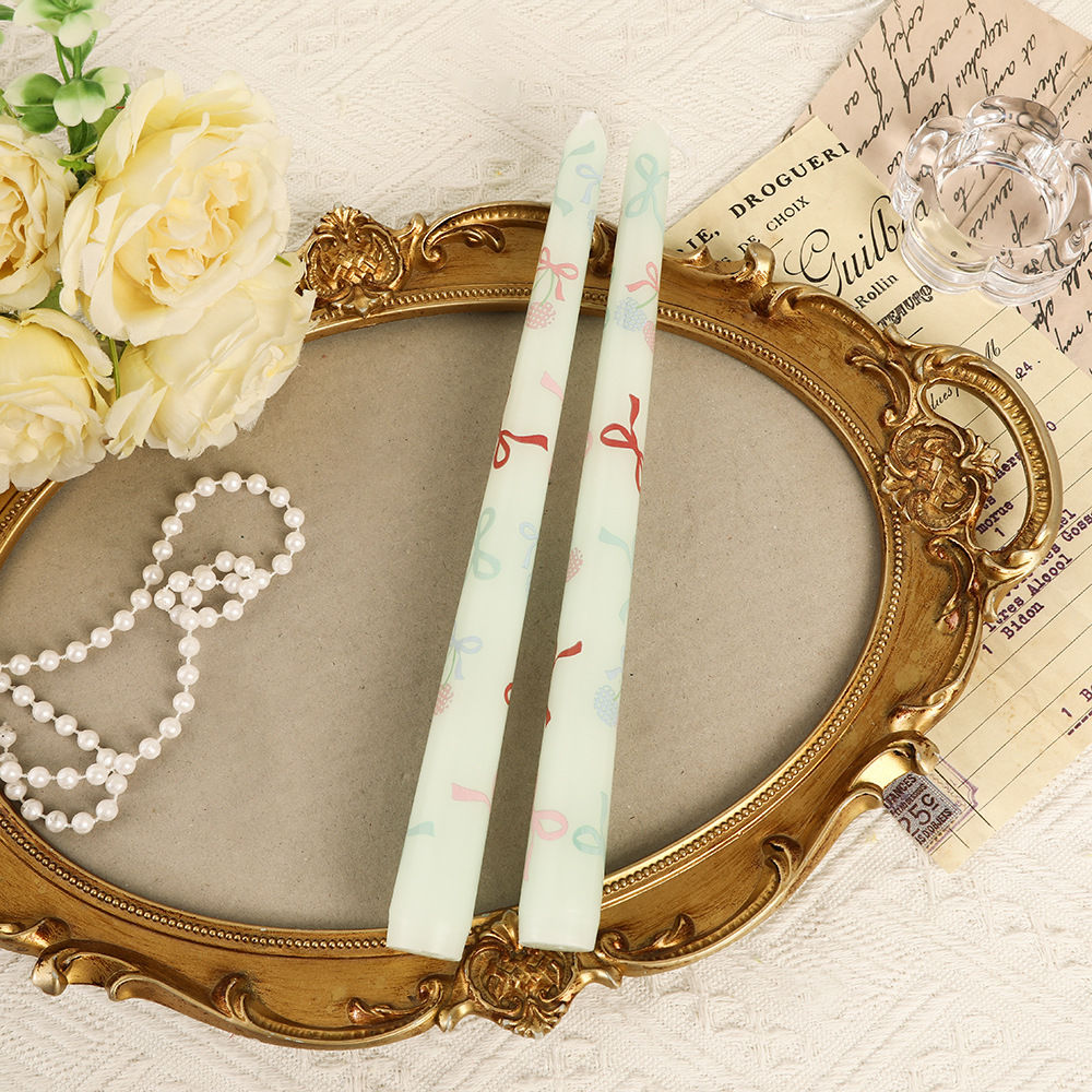 Velas de impresión de varilla larga de color europeo al por mayor casero sin humo romántico día de San Valentín cera de varilla de amor transfronteriza