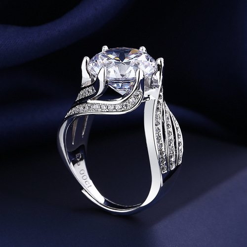 Hot selling princess big diamond pigeon egg luxury 5 carat simulated diamond ring women's high carbon moissanite ring ring