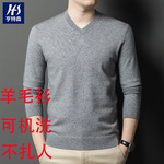濮院羊毛衫男士V领毛衣秋冬季新款鸡心领加厚保暖可机洗羊毛衫男