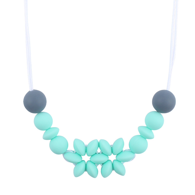Suministros de bebé collar de flores de dibujos animados bebé creativo cuentas de silicona mordedura molar COLLAR COLGANTE hecho a mano