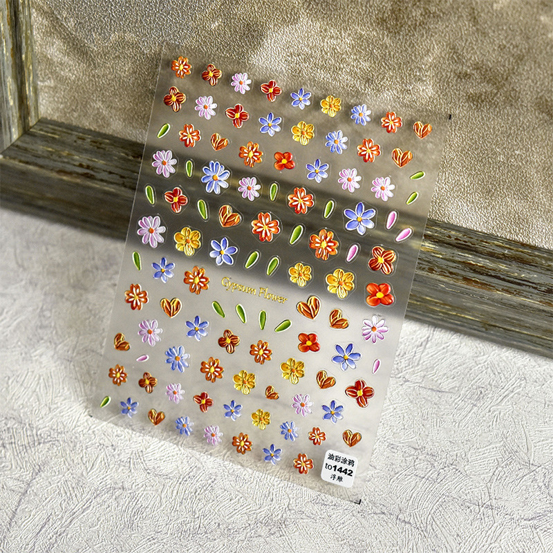 Pegatinas de uñas de estilo japonés en relieve Daisy dibujos animados tridimensional Pooh oso graffiti chica dinosaurio fresco uñas pegatinas