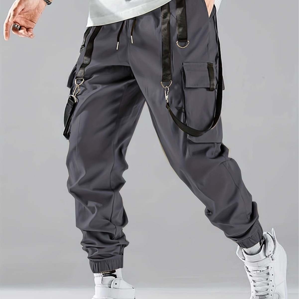 Men's Casual Ribbon Overalls Pants – Drawstring Waist, Loose Fit, Comfortable & Stylish Trousers For Everyday Wear_viptrois.com