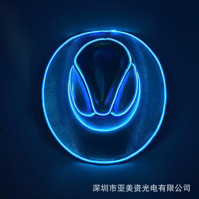 Festival LED luminoso colorido sombrero de vaquero colorido lentejuelas occidental sombrero de vaquero Amazon DIY luminoso sombrero nupcial