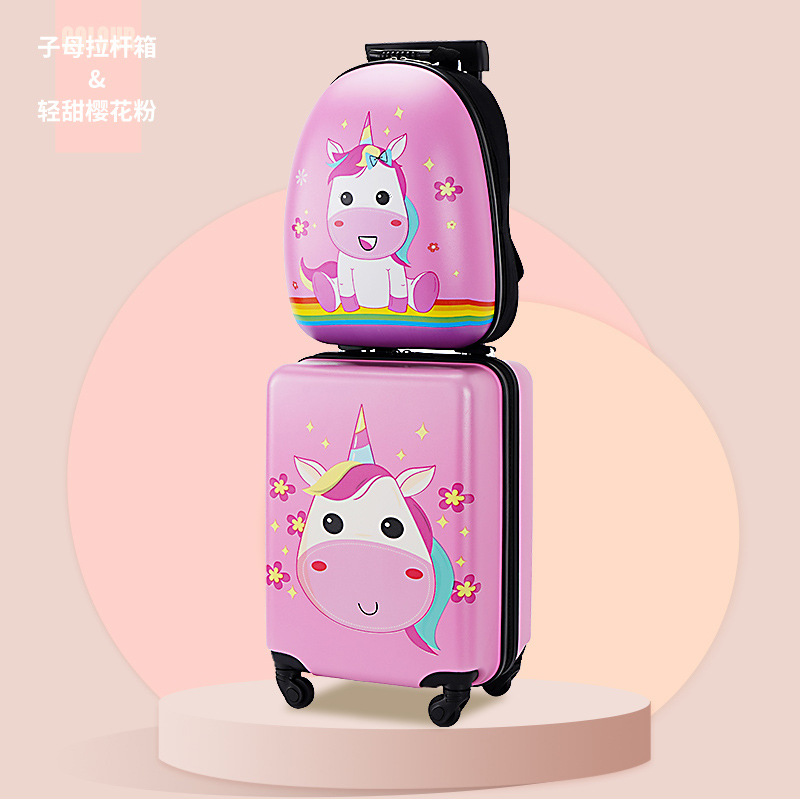 18-pulgadas equipaje caja de la carretilla de los niños al por mayor regalo caso de dibujos animados maleta universal rueda de embarque caso mochila