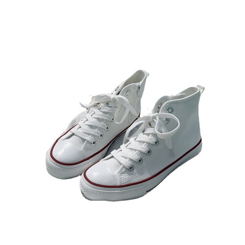  Autumn New High-Top Canvas Shoes for Women Korean Style Casual Student Trendy Women's Shoes Basic Zipper White Shoes