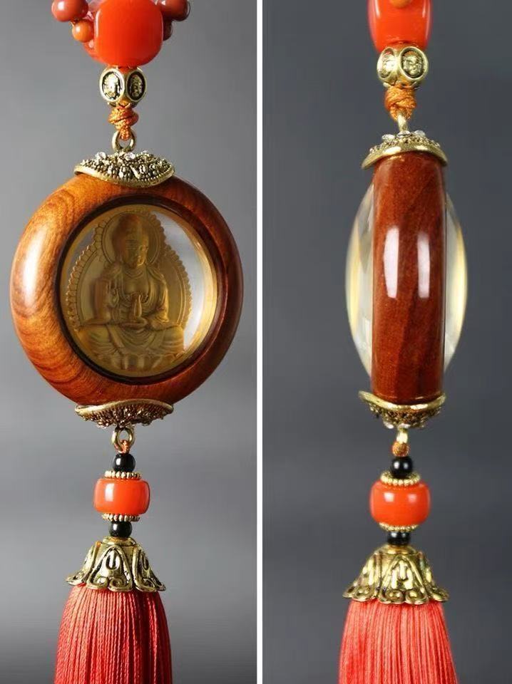 Car Pendant Double-Sided Avalokiteshvara Maitreya Buddha Car Interior Hanging Decoration Car Rearview Mirror Pendant