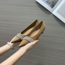 720-10超纤增高跟高跟鞋女2024秋季新款时尚浅口尖头气质单鞋女鞋