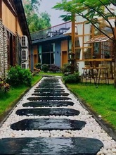 踏步石别墅花园草坪垫脚石庭院防滑汀步铺路防滑地砖天然青石板