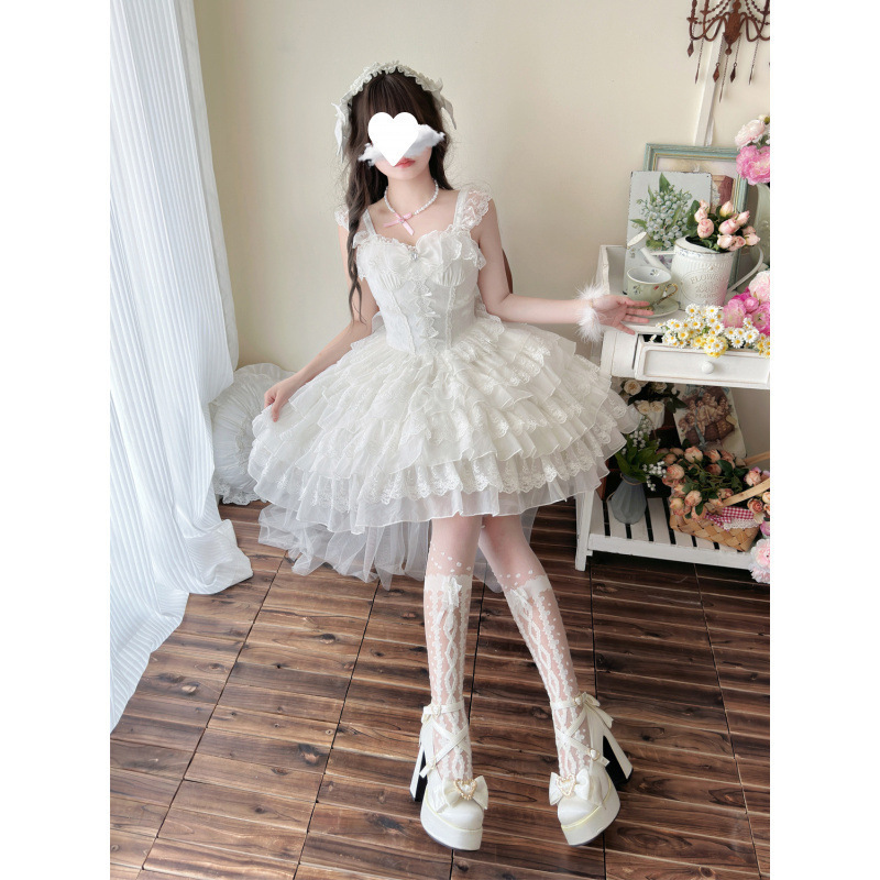 2025夏季新款日系可爱甜美Lolita芭蕾风花嫁jsk吊带连衣裙子软妹|undefined
