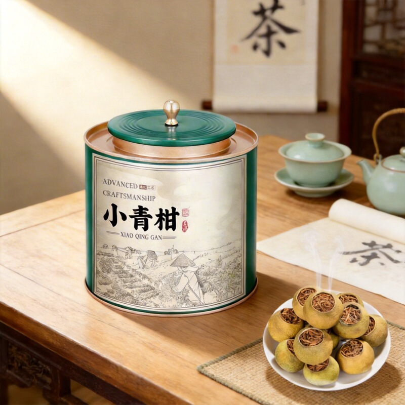 Authentic Xinhui Xiaoqinggan Pu'Er Tea, Sun-Dried Chenpi Mandarin Pu'Er Tea, Imperial Ripe Tea, Xiaoqingju Tea Leaves for Gifting