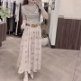 法式高腰夏季印花半身裙