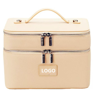Manufacturer Wholesale Cross-Border New Pu Leather Cosmetic Case Portable Waterproof Cosmetic Bag Travel Cosmetic Suitcase
