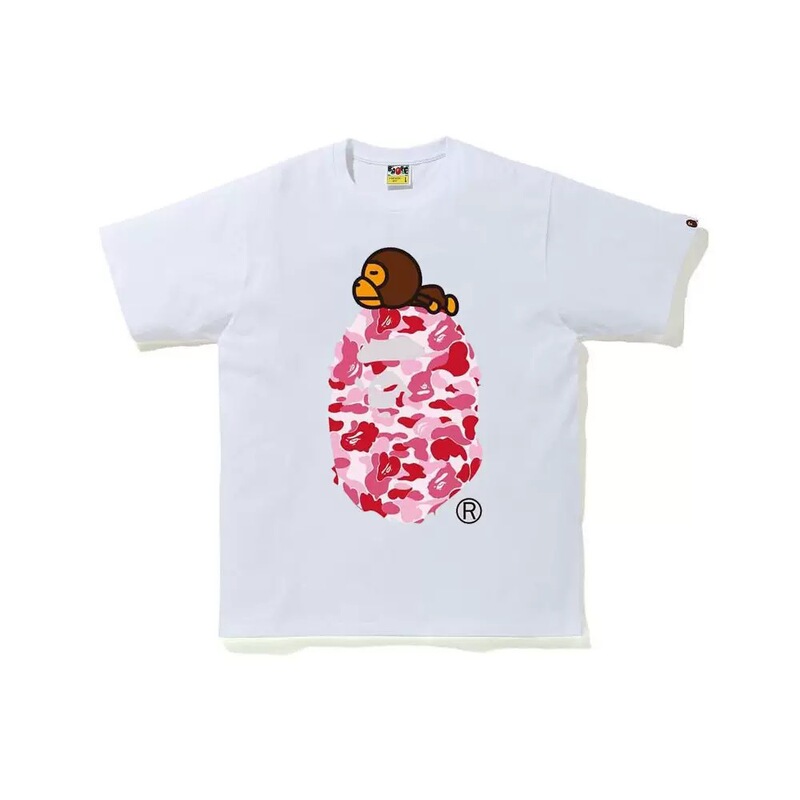 2026 New Cross-Border Foreign Trade Trendy Brand Bape Ape Letter Print 260g Short-Sleeve Pure Cotton T-Shirt Japanese Trendy Brand