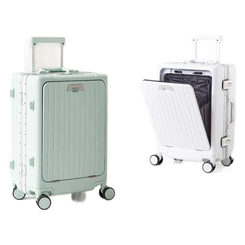 Valise trolley silencieuse à ouverture frontale et cadre en aluminium, roulettes universelles, format professionnel 20 pouces, valise de voyage homme 24 pouces._voghion.com