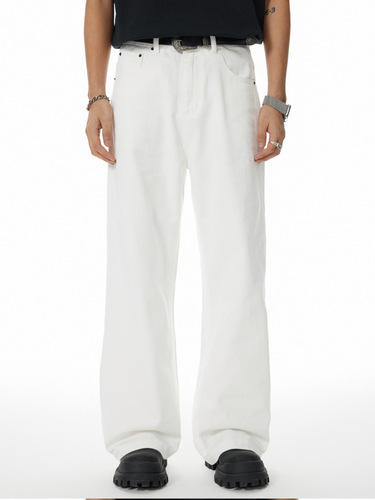 Men's Spring and Autumn 2025 Korean Version Wide Leg Denim Jeans for Men, Slimming, Droopy, Loose Straight Leg Casual Pants