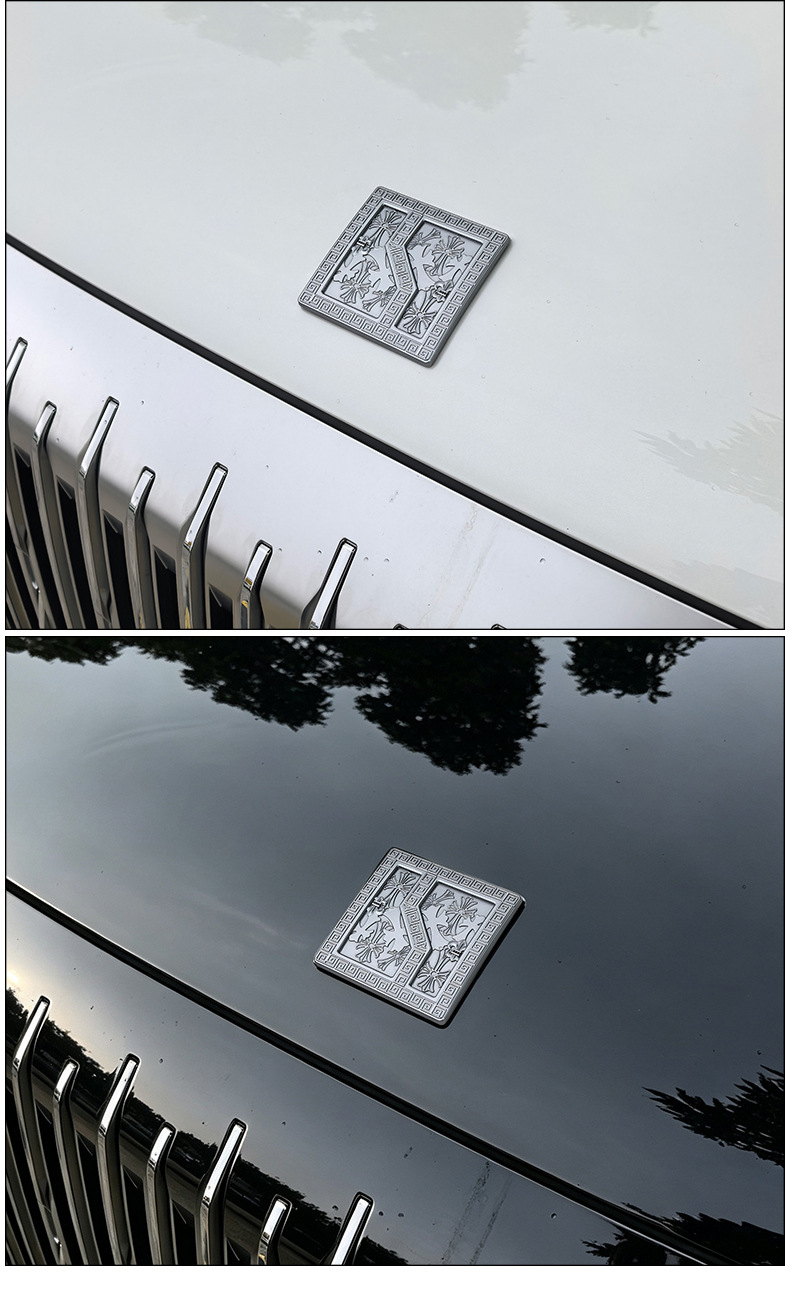 Suitable for Zeekr 9X8X front hood emblem, grille emblem, blackened personalized emblem, Chrome-style metal embossed design